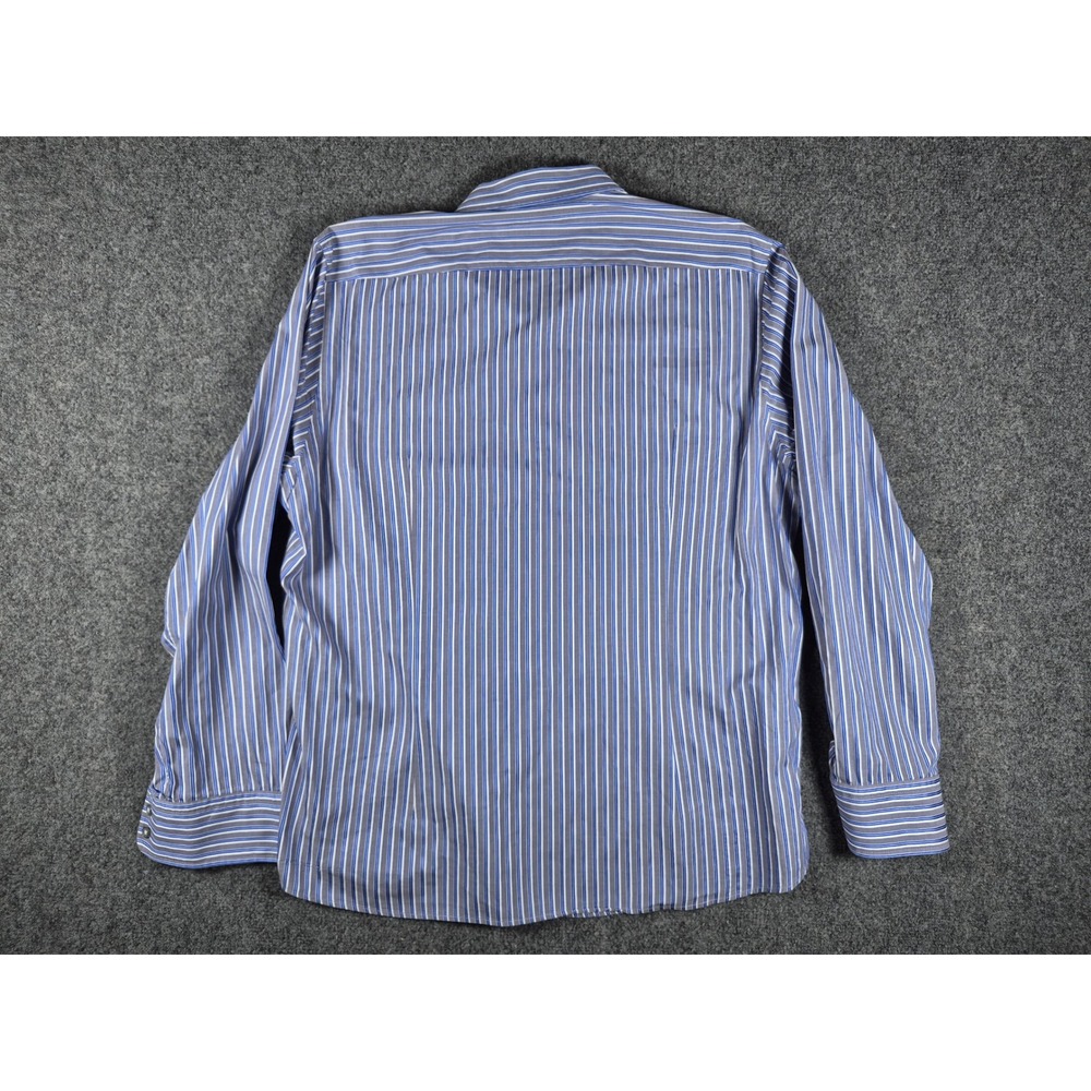 Hugo Boss Mens Regular Fit Striped Button Down Shirt Blue Wht Grey XL Long Slve - Picture 11 of 11